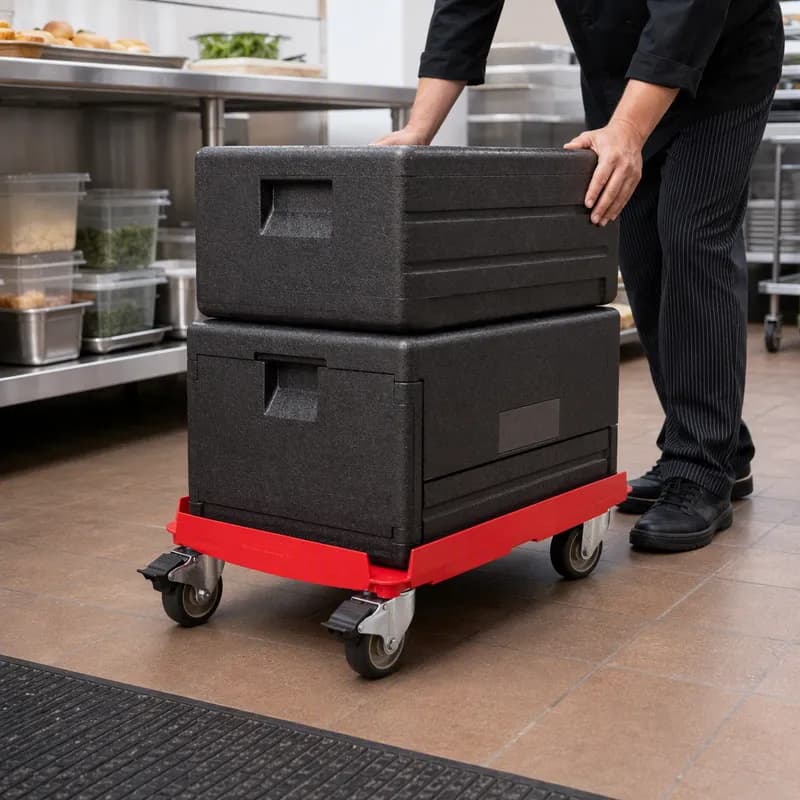 Camdolly® Food Carrier Dolly 300 LB Red For EPP Front and Top Loaders Compact 1/Each