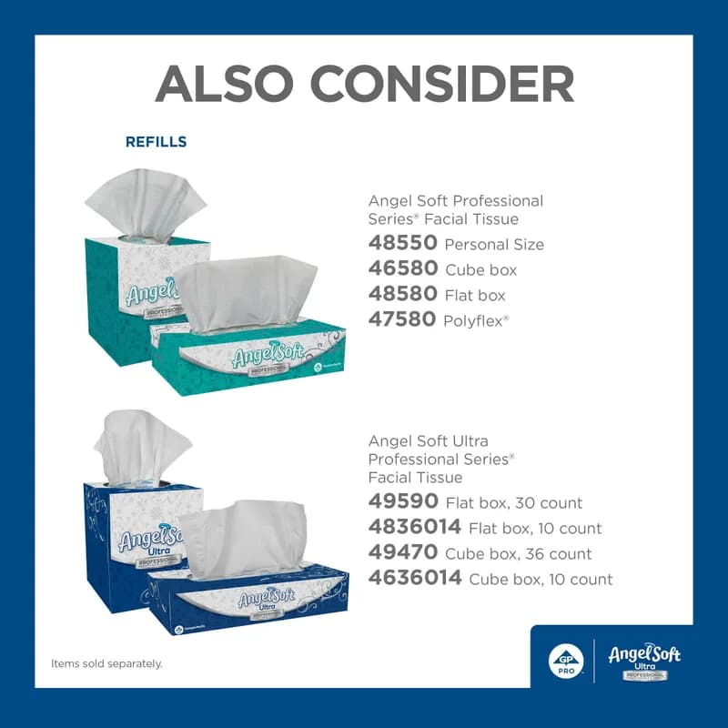 Angel Soft Professional® Facial Tissue 8.4X7.5 IN 2PLY White 1/2 Fold 96 Sheets/Pack 36 Packs/Case 3456 Sheets/Case
