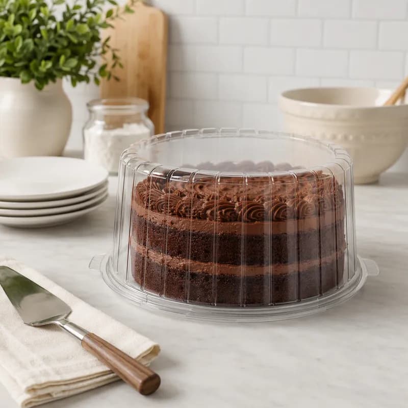Essentials Cake Container & Lid Combo With High Dome Lid 10X5.5 IN RPET Clear Round 50/Case