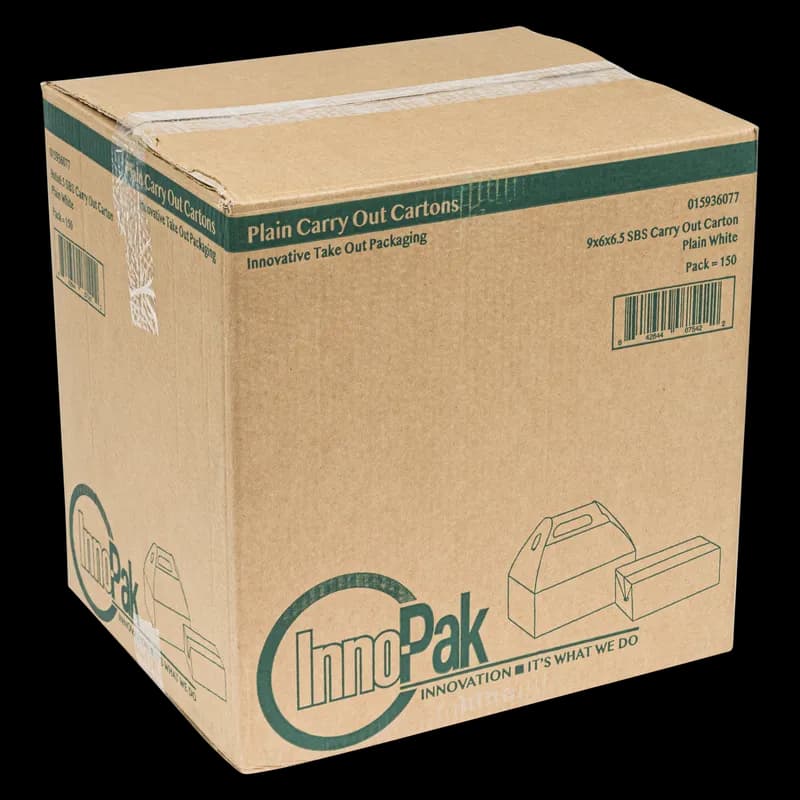 Take-Out Box Barn 9X6X6.5 IN SBS Paperboard White Automatic Bottom 150/Case