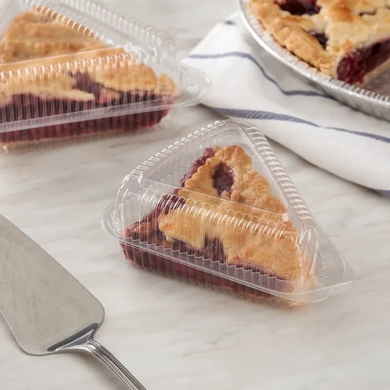 Polar Pak® Pie Slice Hinged Container With Dome Lid 4.93X6.66X3.36 IN OPS Clear Triangle Shallow 300/Case