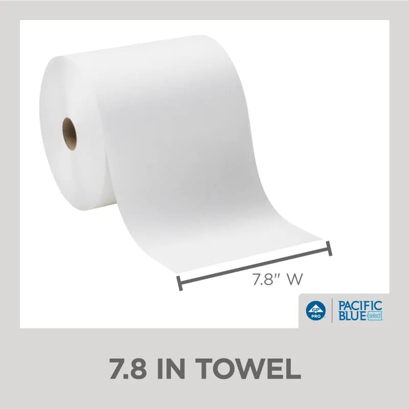 Pacific Blue Select Roll Paper Towel Universal 7.87IN X1000FT 1PLY White 1000 Sheets/Roll 6 Rolls/Case 6000 Sheets/Case