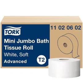 Tork Toilet Paper & Tissue Roll T2 8.38X3.48 IN 750.708 FT 2PLY Jumbo Jr (JRT) Mini Plus 1075 Sheets/Roll 12 Rolls/Case