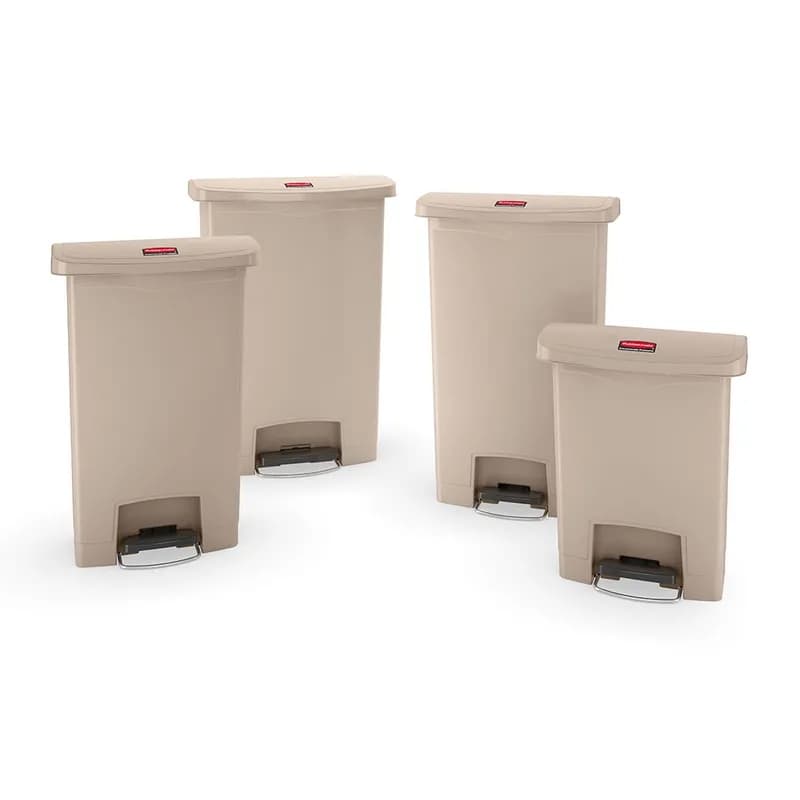 Slim Jim® Trash Can 8 GAL Gray Resin Step-On Front Step 1/Each