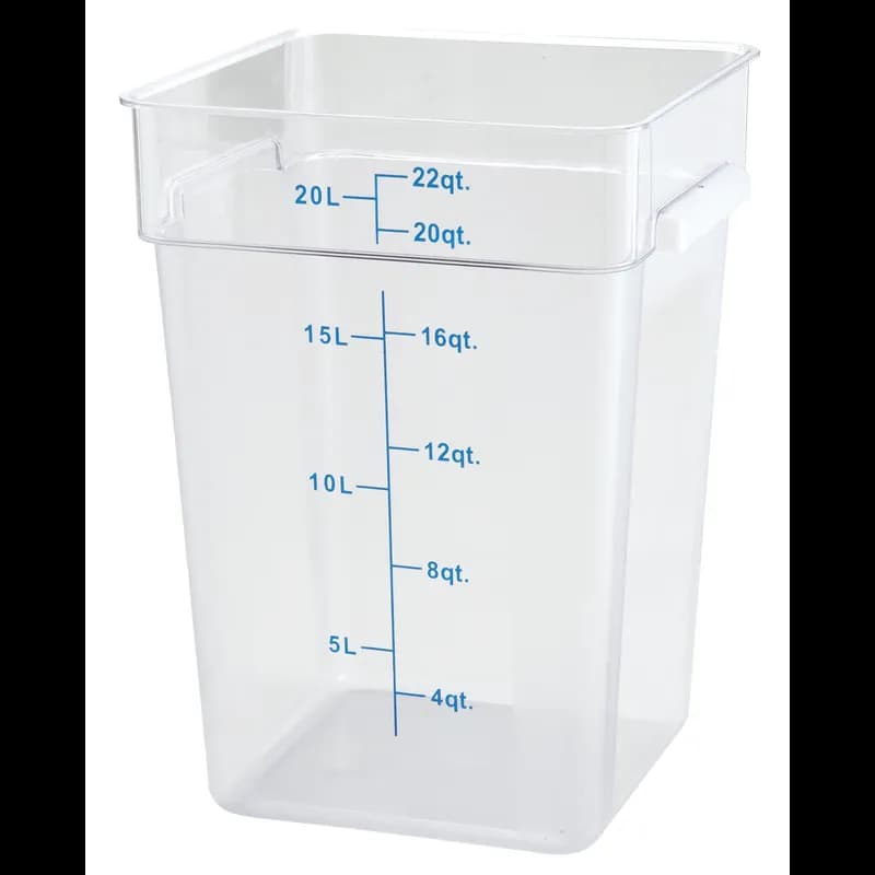 Food Storage Container 22 QT Clear Square PC Built-in Handle Dishwasher Safe 1/Each
