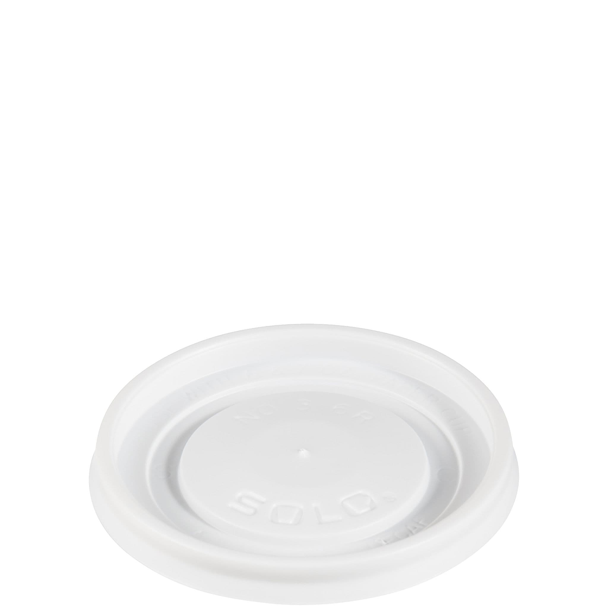 Solo® Lid Flat 2.999X0.311 IN PS White For 6 OZ Hot Cup No Hole Vented 100 Count/Pack 10 Packs/Case 1000 Count/Case
