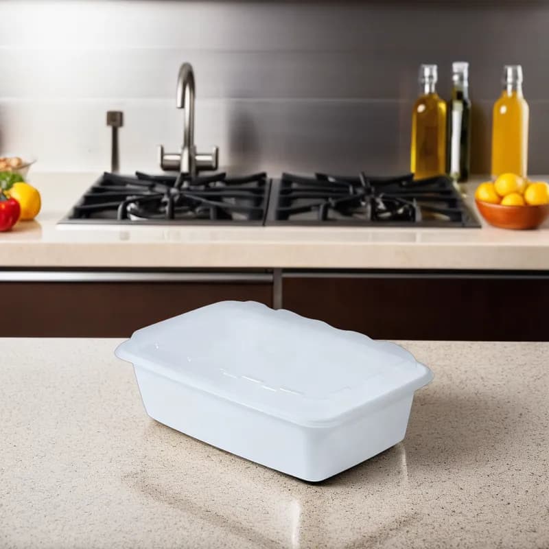 Loaf Hinged Container With Dome Lid 38 OZ 8.2X5.5X2.15 IN Plastic White Clear Rectangle 150/Case