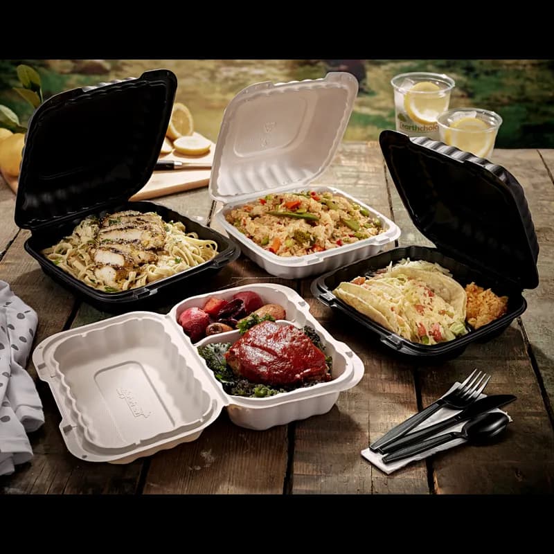 Sandwich Take-Out Container Hinged With Dome Lid 5.8X6X3.1 IN MFPP White Square 400/Case