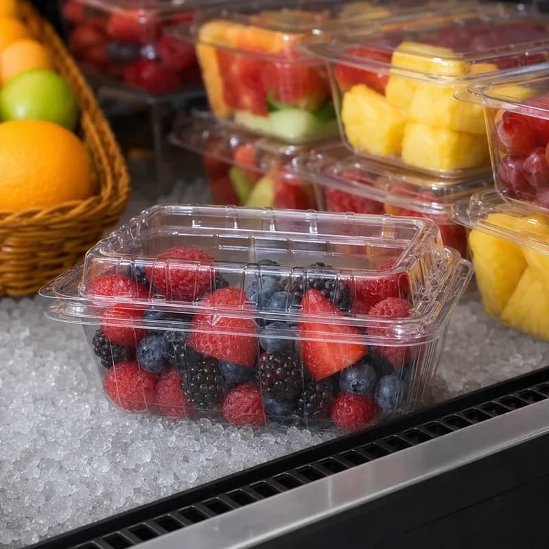 Berry Basket Hinged With Dome Lid 16 OZ PET Clear Rectangle 480/Case