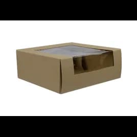 VIEWit Bakery Box 9X9X3.5 IN Kraft 4 Corner Beers Waterfall With Window 150/Case