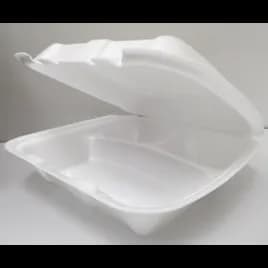 Regal Take-Out Container Hinged 9X9X4 IN 3 Compartment Polystyrene Foam White Vented Grease Resistant 200/Case