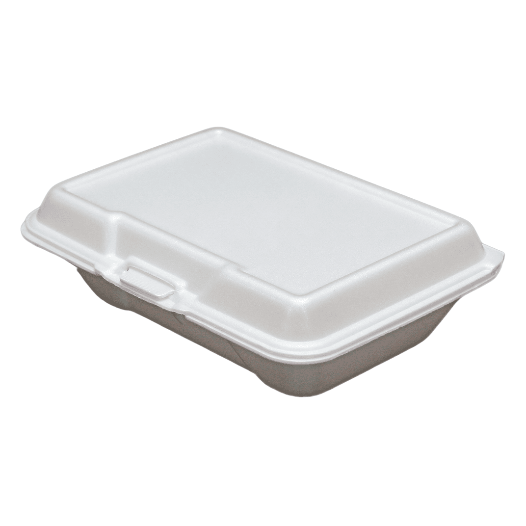 Ceres Take-Out Container Hinged 9.25X6.38X2.88 IN Polystyrene Foam White Deep Not Vented Grease Resistant 200/Case