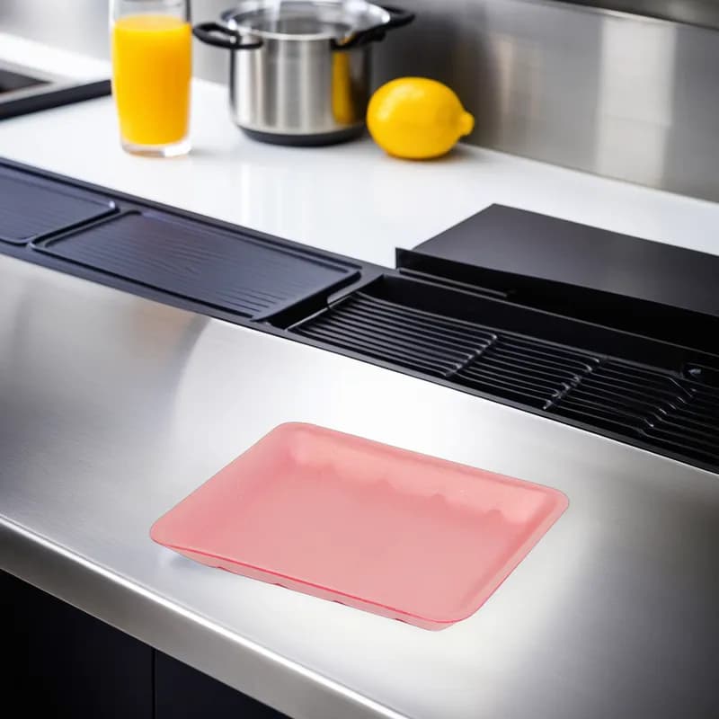 4S Meat Tray 7.25X9.25X0.63 IN Polystyrene Foam Rose Rectangle 500/Case