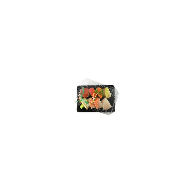 Sushi Take-Out Tray Base & Lid Combo 7X5 IN PLA Clear Black 300/Case