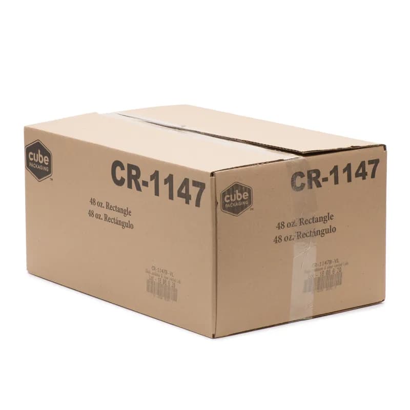 Take-Out Container Base & Lid Combo 48 OZ Plastic Black Rectangle 100/Case