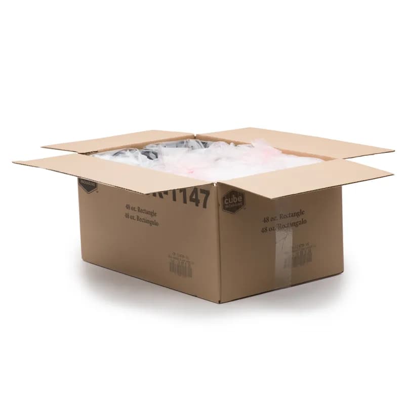 Take-Out Container Base & Lid Combo 48 OZ Plastic Black Rectangle 100/Case