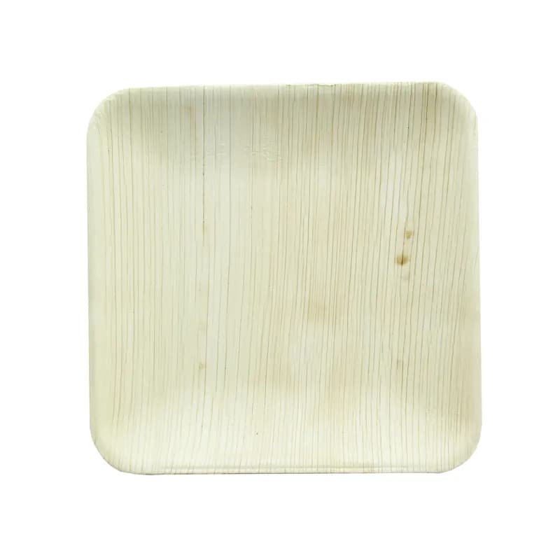 Plate 6.3X6.3X0.8 IN Palm Leaf Natural Square 25 Count/Pack 4 Packs/Case 100 Count/Case