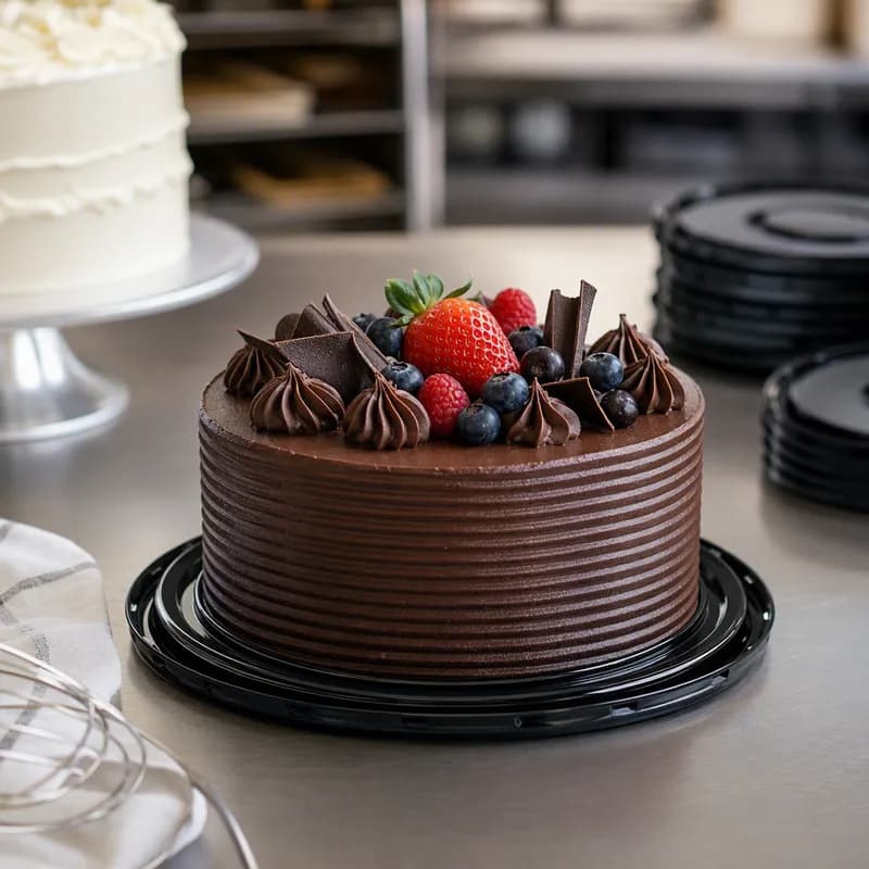 Cake Base 9.13X0.4 IN Plastic Black 300/Case