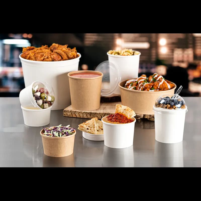 Lid Large (LG) Paper White For 16-24-32 OZ Squat Container 500/Case