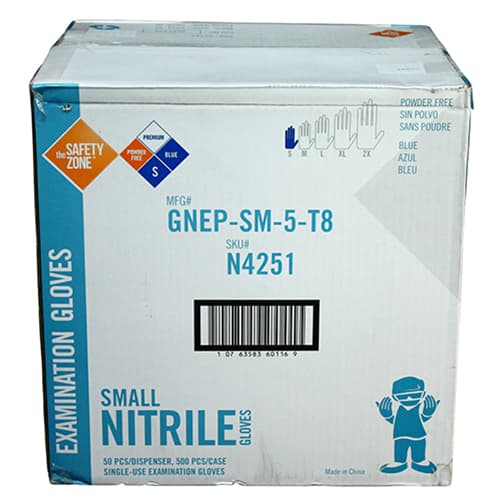 Safety Zone® Gloves Small (SM) Blue 8.3MIL Nitrile Powder-Free 500/Case
