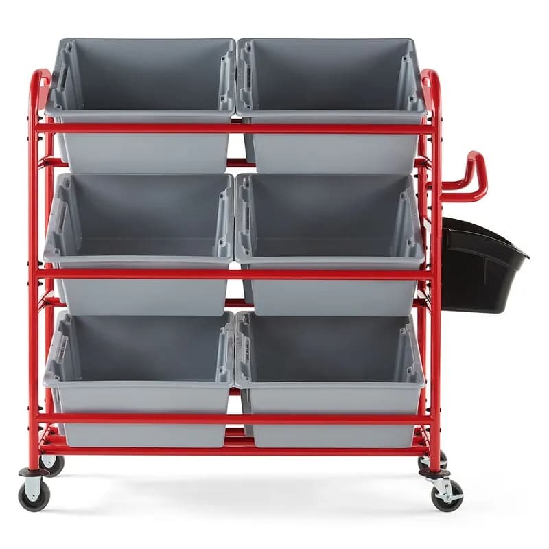 Tote Picking Cart 58.13X22.38X13.13 IN Red With Angled Shelves 1/Each