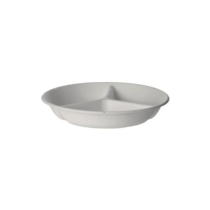 Vanguard® Plate 9 IN 3 Compartment Molded Fiber White Round 400/Case