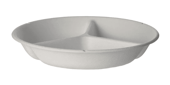 Vanguard® Plate 9 IN 3 Compartment Molded Fiber White Round 400/Case