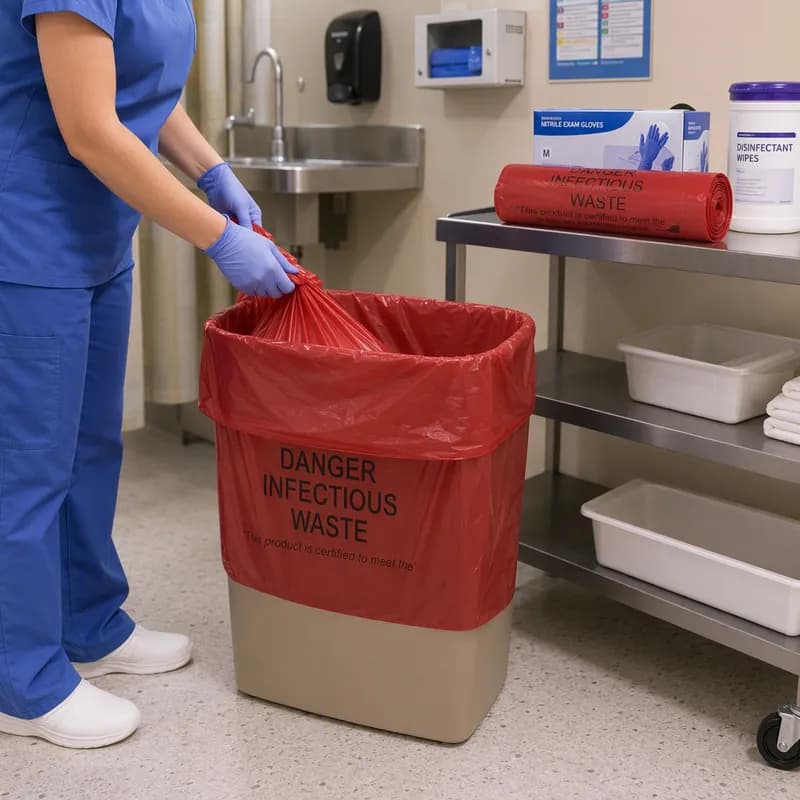 Hospi-Tuff® Biohazard Bag 30X43 IN 23 GAL Red LLDPE 1.25MIL Coreless 20 Count/Pack 10 Packs/Case 200 Count/Case