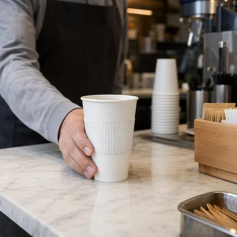 Cup Sleeve Paper White For 10-12-16-20 OZ 1200/Case