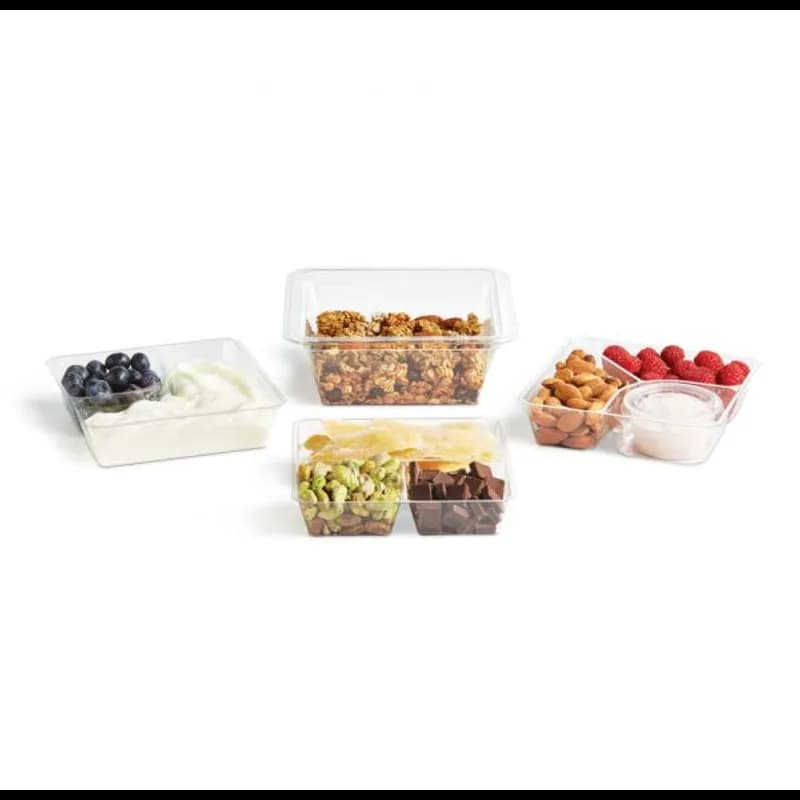 Fresh 'n Clear® GoCube® Take-Out Container Insert 5.12X5.12X1.25 IN 3 Compartment PET Clear Square 600/Case