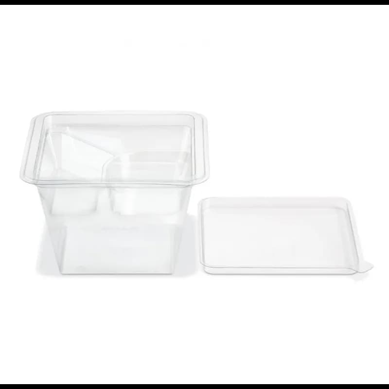 Fresh 'n Clear® GoCube® Take-Out Container Insert 5.12X5.12X1.25 IN 3 Compartment PET Clear Square 600/Case