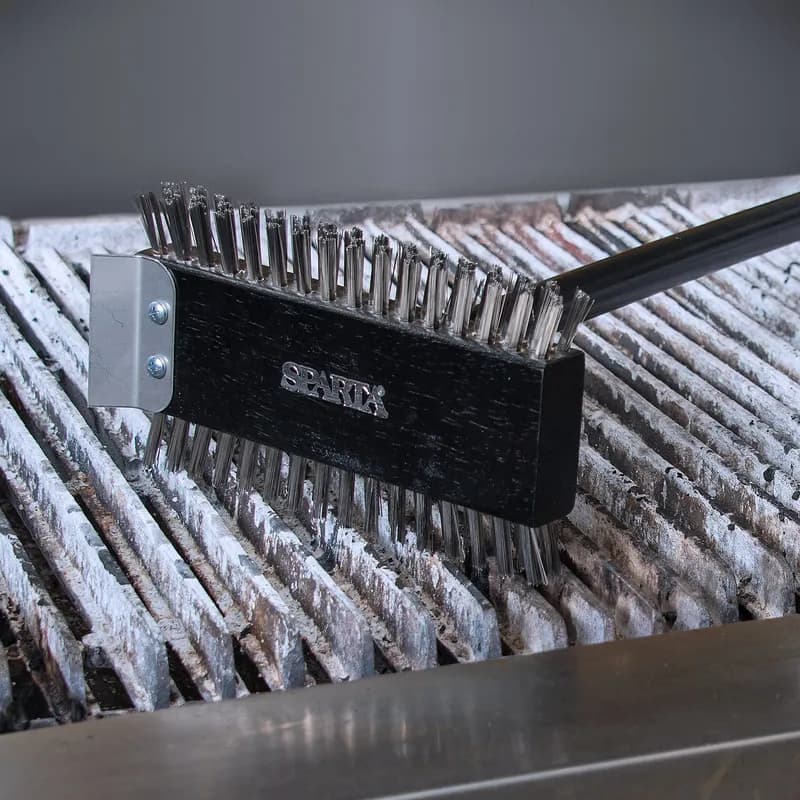 Sparta® Grill Brush 8.50X5X1.50 IN Stainless Steel Wood Long Handle With 8IN Head 1/Each