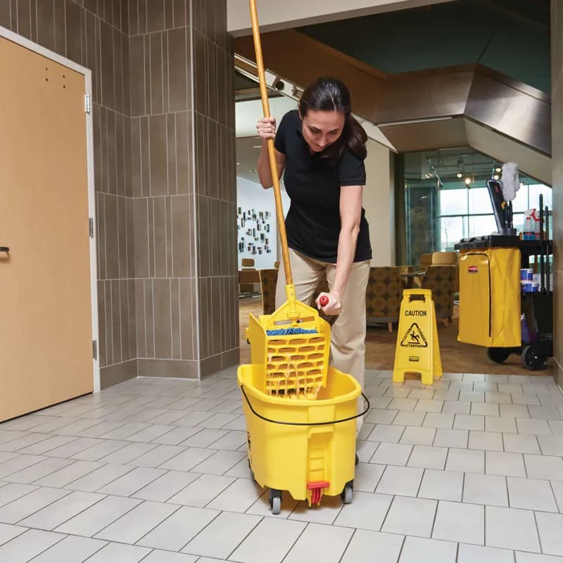 WaveBrake® Mop Bucket & Wringer 23.63X16.81X19.75 IN 44 QT Plastic Yellow Black Side Press Combo 1/Case