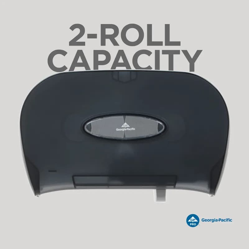Toilet Paper Dispenser 5.73X13.58 IN Smoke Horizontal 2-Roll Side-by-Side Standard Roll 1/Each