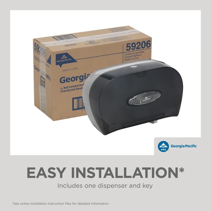 Toilet Paper Dispenser 5.73X13.58 IN Smoke Horizontal 2-Roll Side-by-Side Standard Roll 1/Each