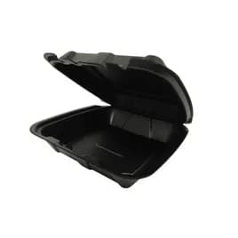 Regal Take-Out Container Hinged 9.25X9.25X3.75 IN Polystyrene Foam Black Square Vented Grease Resistant 200/Case