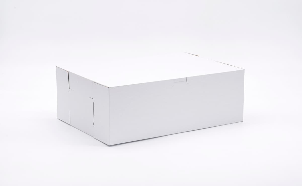 Easy Lock Cake Box 1/4 Size 14X10X5 IN Paperboard White Rectangle Lock Corner 1-Piece 100/Bundle