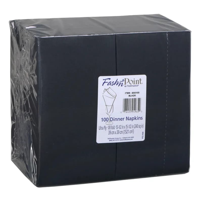 FashNpoint® Dinner Napkins 15.5X15.5 IN Black C-Fold 800/Case