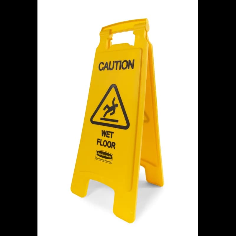 Wet Floor Sign Caution Sign 26X11X25 IN Yellow Black Plastic 2-Sided 1/Each