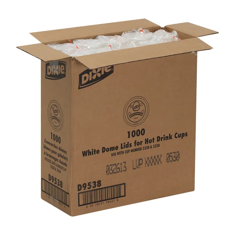 Dixie® Lid Dome Plastic White For 8 OZ Hot Cup Sip Through Identification 1000/Case