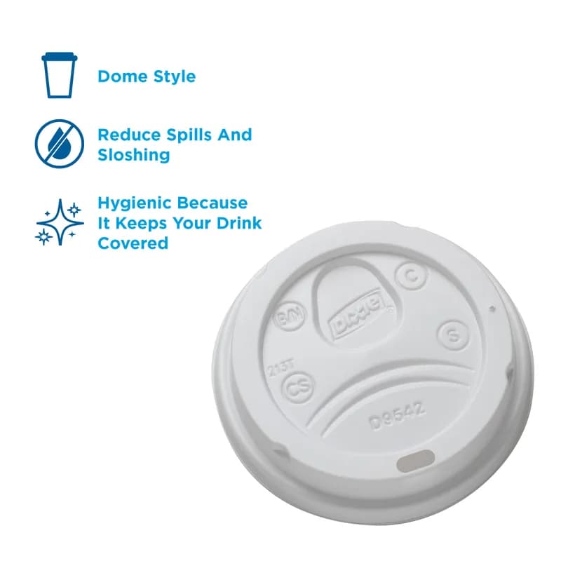 Dixie® Lid Dome Plastic White For 16-20 OZ Hot Cup Sip Through Identification 1000/Case