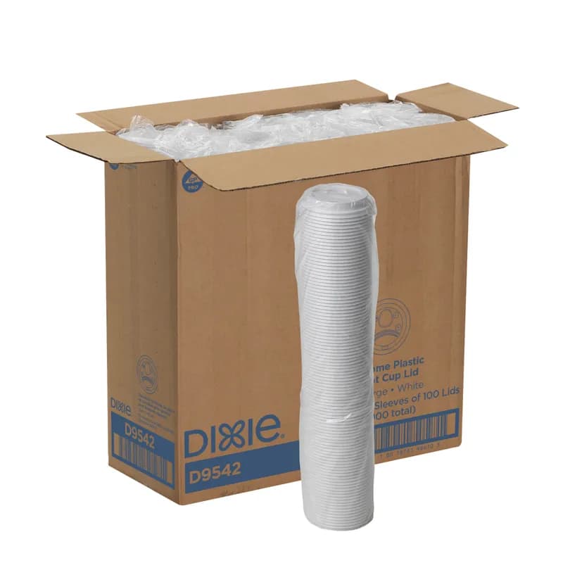 Dixie® Lid Dome Plastic White For 16-20 OZ Hot Cup Sip Through Identification 1000/Case