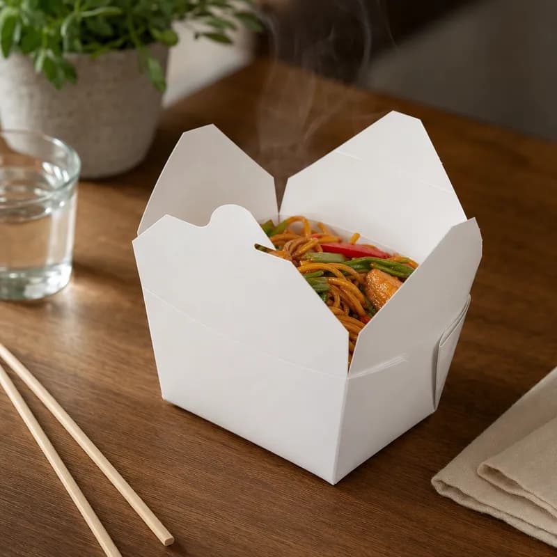 Bio-Pak® Take-Out Box Fold-Top 5X4.5X2.5 IN Paper White Rectangle 450/Case