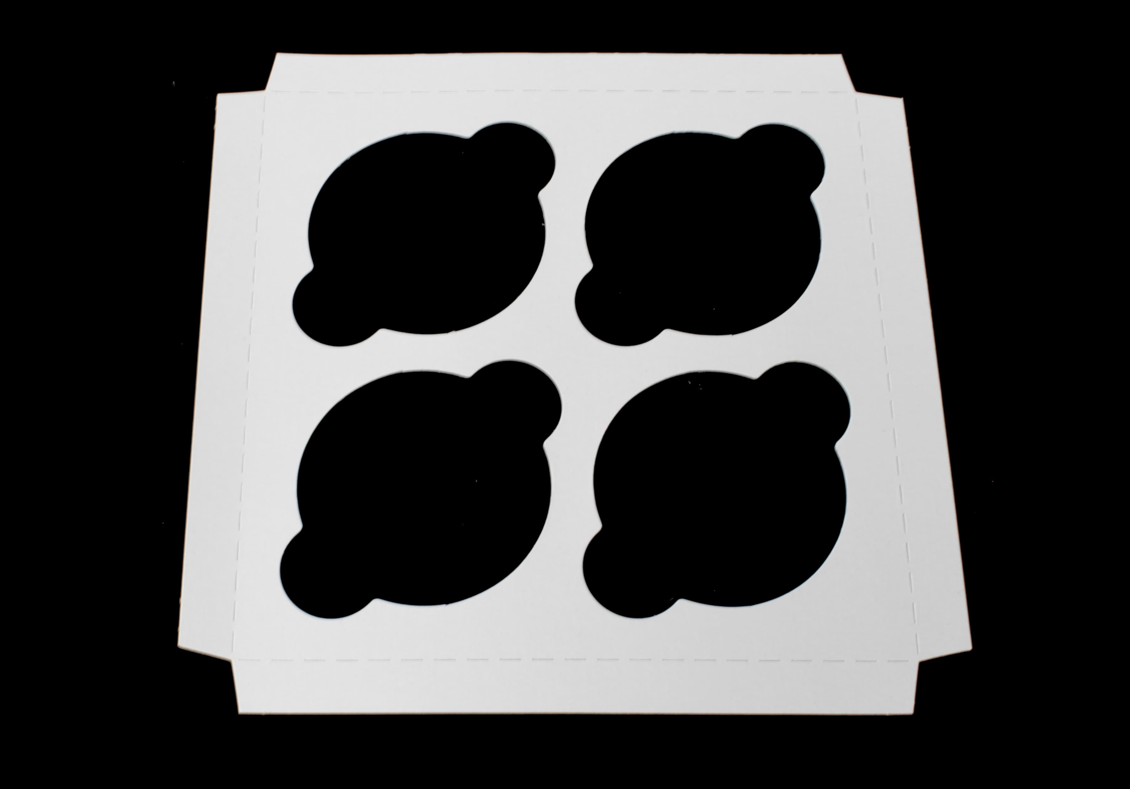 Cupcake Insert Jumbo 7.9375X7.9375X0.625 IN 4 Compartment Cardboard White Kraft 200/Case
