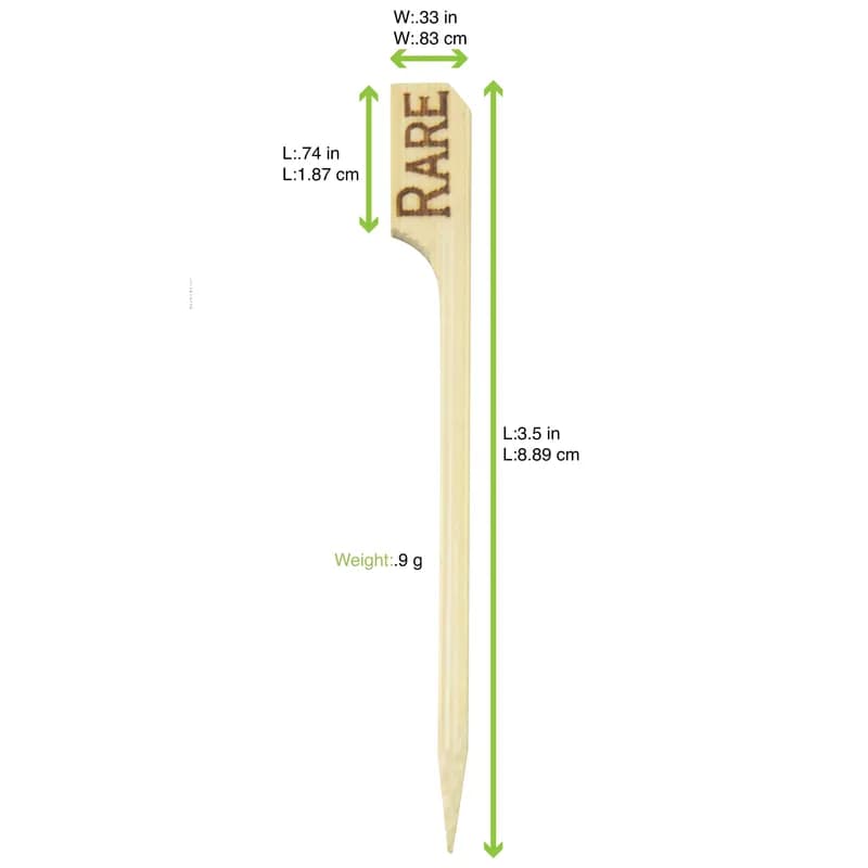 Rare Steak Marker 3.5 IN Bamboo Natural 100 Count/Pack 10 Packs/Case 1000 Count/Case