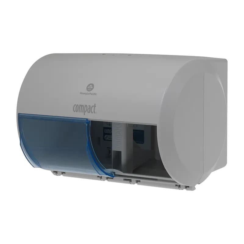 Compact® Toilet Paper Dispenser 6.75X10.12 IN Wall Mount, Locking Gray Side-by-Side 2-Roll Coreless High Capacity 1/Each