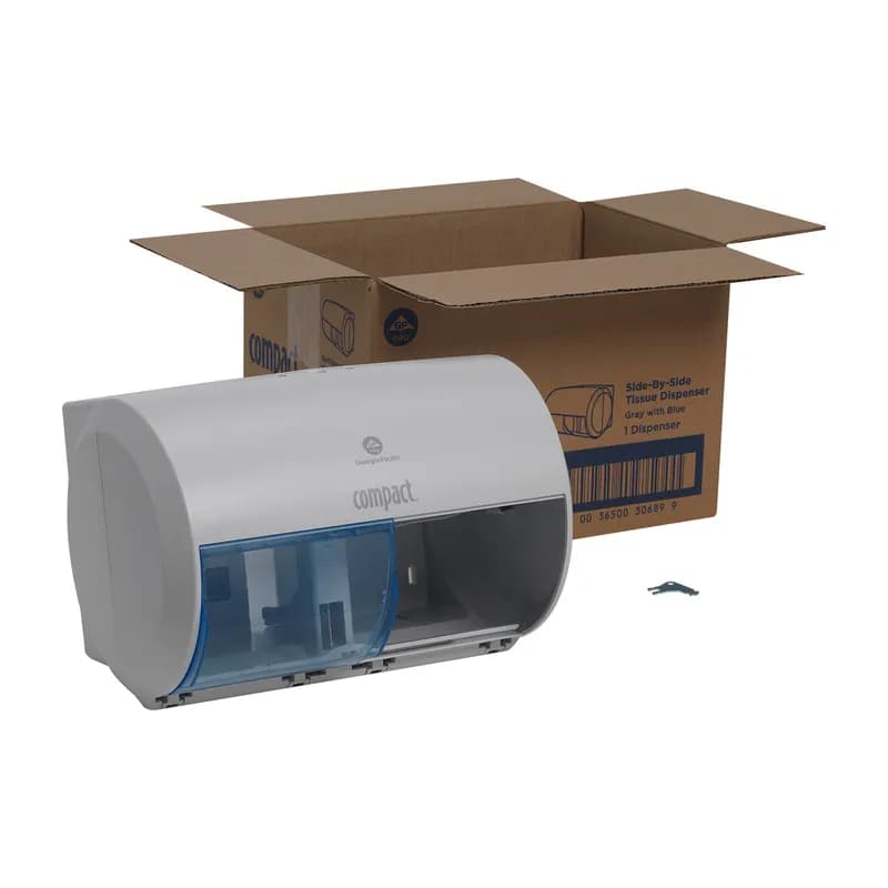 Compact® Toilet Paper Dispenser 6.75X10.12 IN Wall Mount, Locking Gray Side-by-Side 2-Roll Coreless High Capacity 1/Each