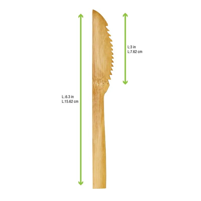 Knife 6.3 IN Bamboo Natural Microwave Safe 50 Count/Pack 5 Packs/Case 250 Count/Case