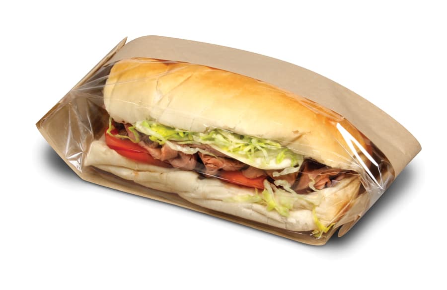 Bagcraft® Dubl View ToGo!® Half Baguette Bag 3.25X2X10.25 IN Wax Coated Paper PET Kraft With Window 500/Case