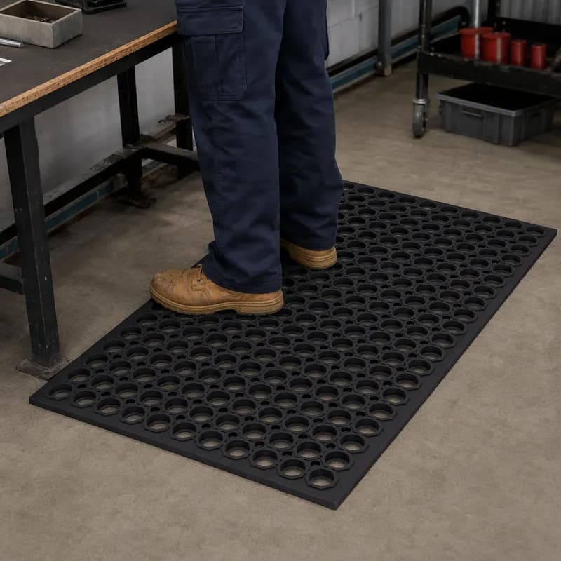 Protection Floor Mat 36X60X0.75 IN Black Rubber With Straight Edging 1/Each